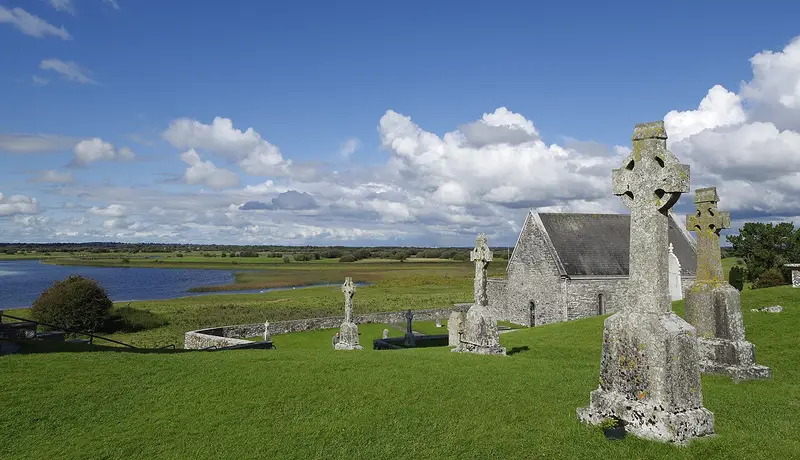 High crosses and church ruins at Clonmacnoise
